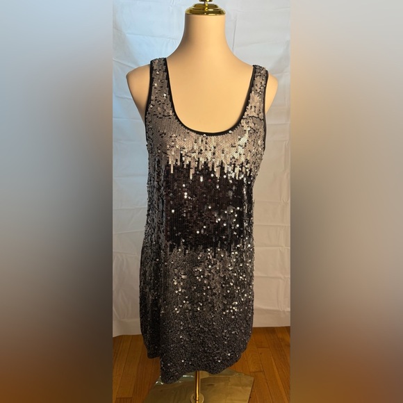 NWT Express Black and Silver Sequin Sheath Mini Dress - Picture 1 of 9